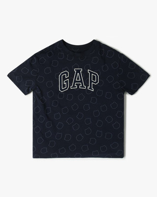 GAP Boys Printed Cotton Blend Regular T Shirt(Dark Blue, Pack of 1)