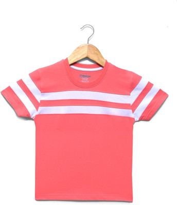 Billion Boys Striped Pure Cotton Regular T Shirt(Multicolor, Pack of 1)