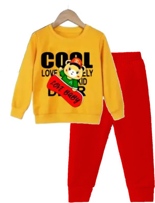 Rithi Fashion Baby Boys & Baby Girls Printed Pure Cotton Regular T Shirt(Yellow, Pack of 1)