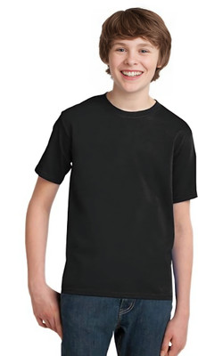 ORATEIS Boys Solid Cotton Blend Regular T Shirt(Black, Pack of 1)