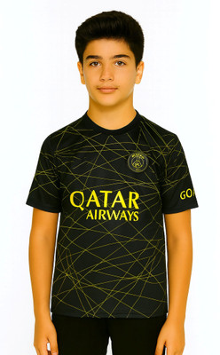 BUGOAT Boys & Girls Printed Polyester Regular T Shirt(Black, Pack of 1)