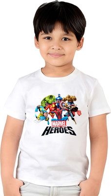 ORATEIS Boys Printed Cotton Blend Regular T Shirt(White, Pack of 1)