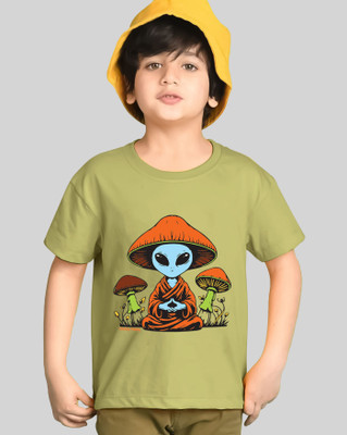 AUSK Boys Printed Cotton Blend Regular T Shirt(Green, Black, Pack of 2)