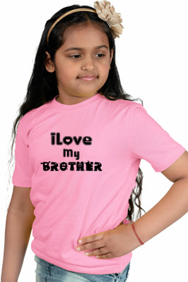 CHOMMBOOKA Girls Typography Pure Cotton Regular T Shirt(Pink, Pack of 1)