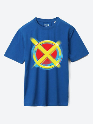 YK Marvel Boys Printed Cotton Blend Regular T Shirt(Blue, Pack of 1)
