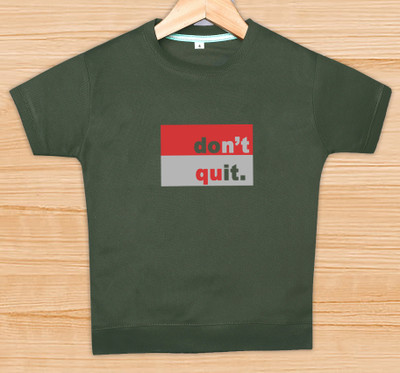 NVELIS Boys Printed Cotton Blend Regular T Shirt(Dark Green, Pack of 1)