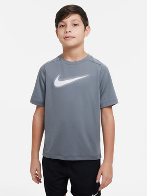 NIKE Boys Printed Polyester Regular T Shirt(Grey, Pack of 1)