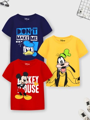 YK Disney Boys Cartoon Cotton Blend Regular T Shirt(Multicolor, Pack of 3)