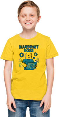 Printabulous Boys & Girls Printed Pure Cotton Regular T Shirt(Yellow, Pack of 1)