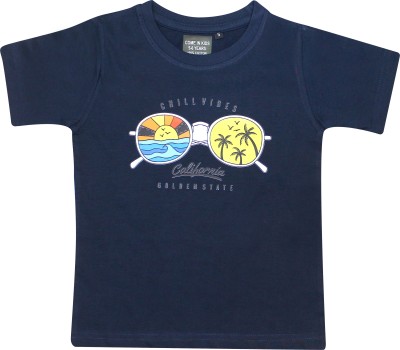 Come In Kids Boys & Girls Printed Pure Cotton T Shirt(Dark Blue, Pack of 1)
