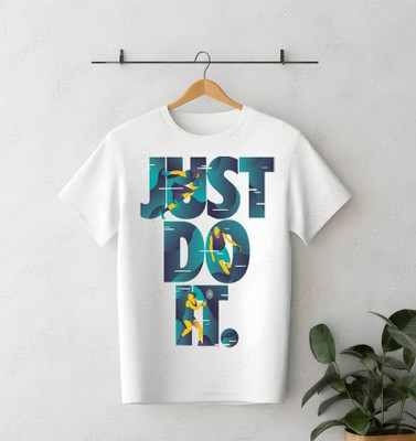 KPPRINT Boys & Girls Printed Cotton Blend Regular T Shirt(White, Pack of 1)