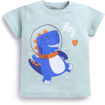 Cutie Melons Boys & Girls Printed Cotton Blend Regular T Shirt(Green, Pack of 1)