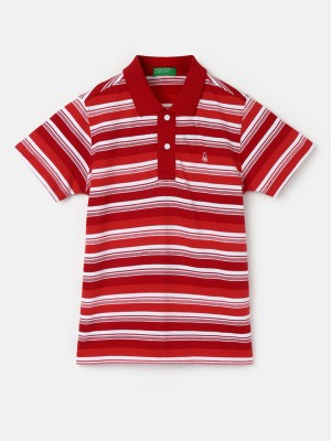 United Colors of Benetton Baby Boys Striped Pure Cotton T Shirt(Red, Pack of 1)