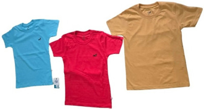 Appleeye Boys Washed/Ombre Polycotton Regular T Shirt(Red, Pack of 3)