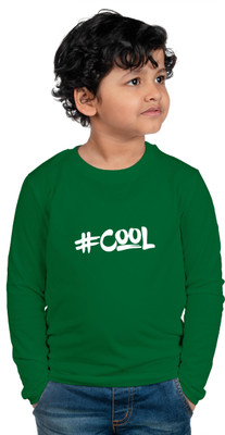 CHOMMBOOKA TRENDING Boys Typography Cotton Blend Regular T Shirt(Green, Pack of 1)