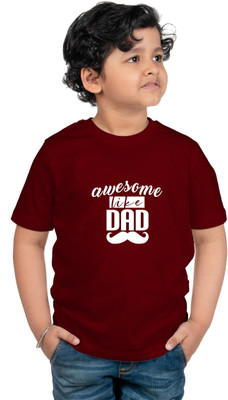 CHOMMBOOKA TRENDING Boys Printed Cotton Blend Regular T Shirt(Maroon, Pack of 1)