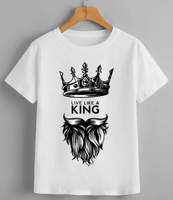 MAADHAV FASHIONS Boys & Girls Typography, Printed, Graphic Print Polyester Regular T Shirt(White, Pack of 1)
