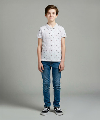 KILLER Boys Printed Pure Cotton Regular T Shirt(White, Pack of 1)