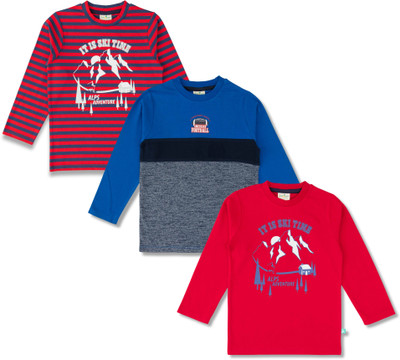 JusCubs Boys Graphic Print Pure Cotton Regular T Shirt(Multicolor, Pack of 3)