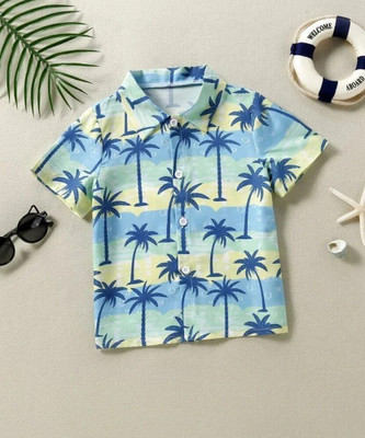 FROQUILIZ Baby Boys Printed Cotton Blend Regular T Shirt(Light Blue, Pack of 1)