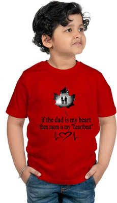 Us Fashion Boys & Girls Graphic Print Cotton Blend Regular T Shirt(Red, Pack of 1)