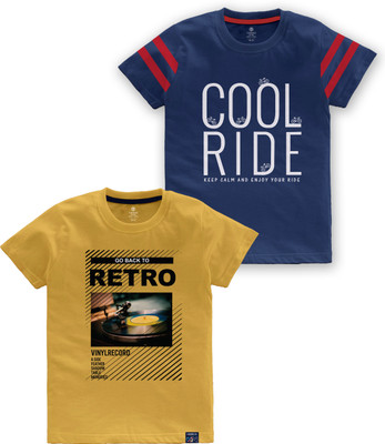 Codez Boys Printed Cotton Blend Regular T Shirt(Multicolor, Pack of 2)