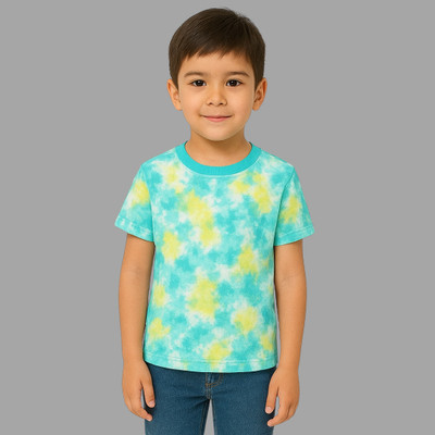 KNCH Boys & Girls Printed Polycotton Regular T Shirt(Green, Pack of 1)