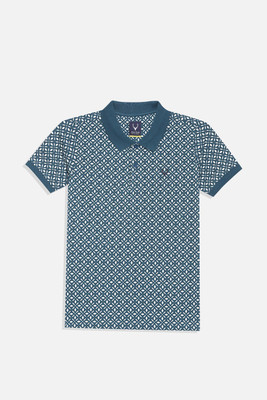 Allen Solly Boys Printed Polycotton Regular T Shirt(Blue, Pack of 1)