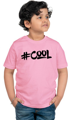 CHOMMBOOKA TRENDING Boys Typography Cotton Blend Regular T Shirt(Pink, Pack of 1)