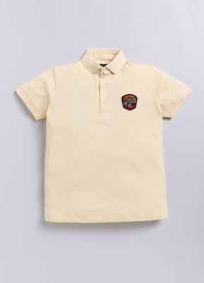 CRAZYPENGUIN ELITE Boys Solid Pure Cotton Regular T Shirt(Beige, Pack of 1)