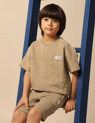 U.S. POLO ASSN. Boys Graphic Print Pure Cotton Regular T Shirt(Brown, Pack of 1)