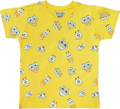 MINUTE MIRTH Boys Printed Pure Cotton T Shirt(Yellow, Pack of 1)