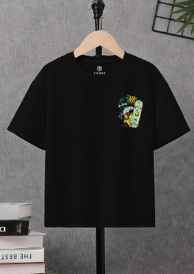 Codez Boys Self Design Cotton Blend Regular T Shirt(Black, Pack of 1)