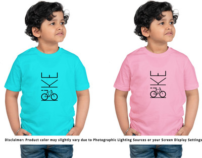 CHOMMBOOKA TRENDING Boys & Girls Printed Cotton Blend Regular T Shirt(Pink, Pack of 2)