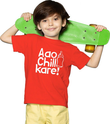 Mahi Fab Trend Boys Typography, Printed Polyester Oversized T Shirt(Red, Pack of 1)