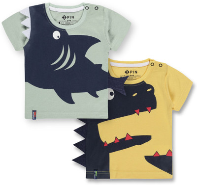 3Pin Baby Boys & Baby Girls Graphic Print Pure Cotton Regular T Shirt(Multicolor, Pack of 2)