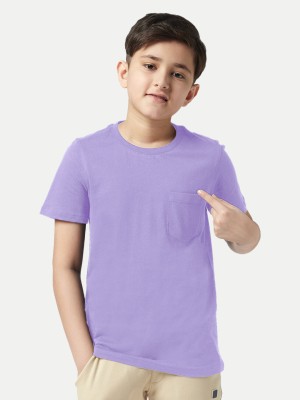 radprix Boys Solid Cotton Blend Regular T Shirt(Purple, Pack of 1)