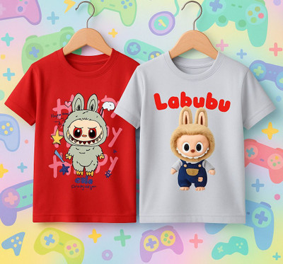 Kidloo Boys Printed Pure Cotton Regular T Shirt(Red, Grey, Pack of 2)