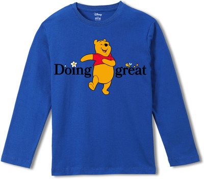 WEAR YOUR MIND Boys Graphic Print Pure Cotton Regular T Shirt(Blue, Pack of 1)