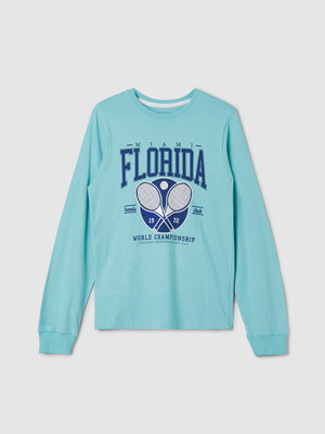 MAX Boys Printed Pure Cotton Regular T Shirt(Blue, Pack of 1)