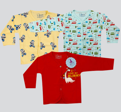 Bachcha Baby Boys & Baby Girls Printed Pure Cotton Regular T Shirt(Multicolor, Pack of 3)
