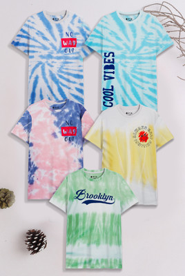 3Pin Boys Graphic Print Pure Cotton Regular T Shirt(Multicolor, Pack of 5)