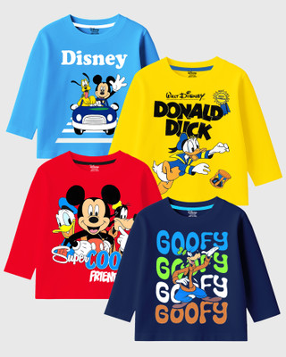 DISNEY BY MISS & CHIEF Baby Boys Printed Cotton Blend Regular T Shirt(Multicolor, Pack of 4)