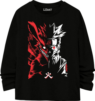 Litway Boys Graphic Print Pure Cotton Regular T Shirt(Black, Pack of 1)