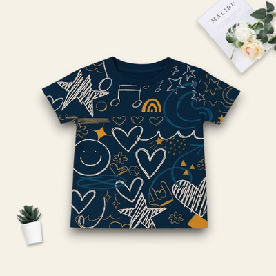 KIKANI ENTERPRISE Boys Printed Polycotton Regular T Shirt(Multicolor, Pack of 1)