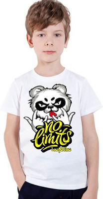 THEVENUS Boys & Girls Printed Polyester Regular T Shirt(White, Pack of 1)