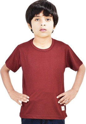 akkad Boys Solid Cotton Blend Regular, Slim T Shirt(Red, Pack of 1)
