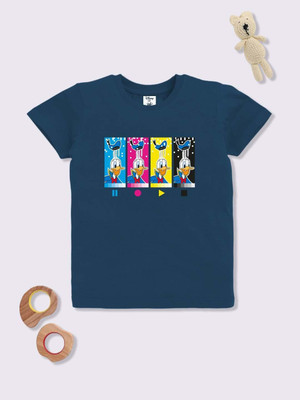 YK Disney Baby Boys Printed Cotton Blend Regular T Shirt(Blue, Pack of 1)