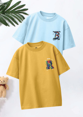 Codez Boys Graphic Print Pure Cotton Oversized T Shirt(Multicolor, Pack of 2)