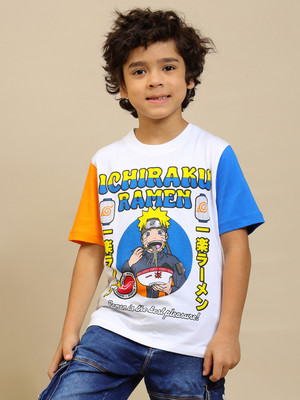 kidsville Boys Printed Pure Cotton Regular T Shirt(Multicolor, Pack of 1)